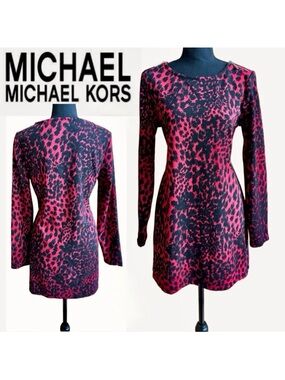 MICHAEL Michael Kors Red Black Patterned Mini Dress or Tunic (L)